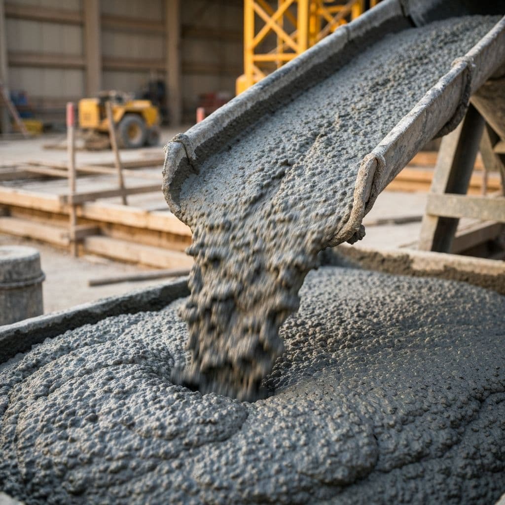 Concreto sendo despejado em obra